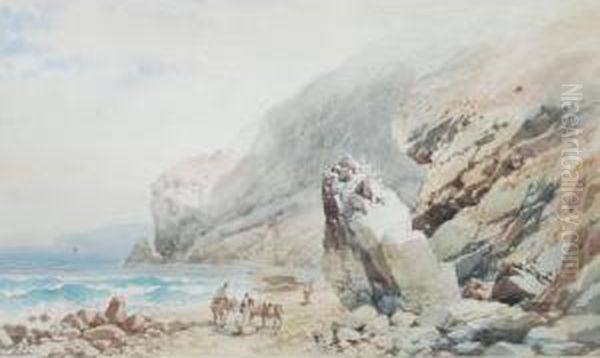 Coastal Scene With Cliffs Oil Painting by William Henry Pike