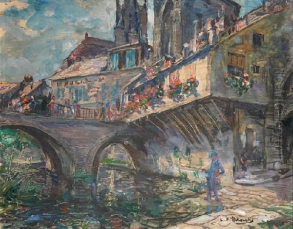 Figure By The Bridge Oil Painting by Leopold Pilichowski