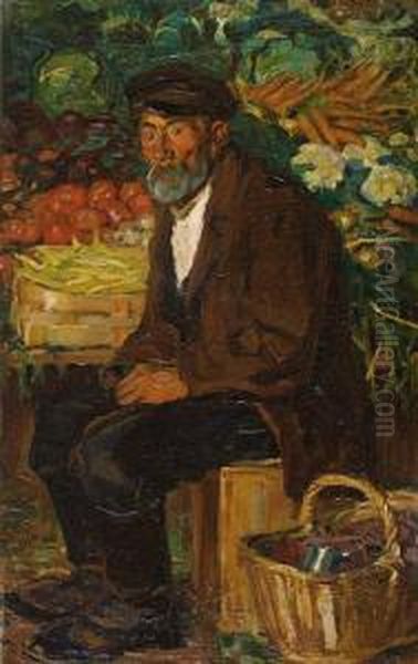 Mezczyzna Przy Straganie Oil Painting by Gustaw Pillati