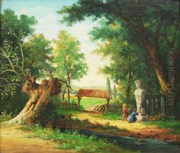 Dzieci W Parku Niesygnowany Oil Painting by Henryk Pillati