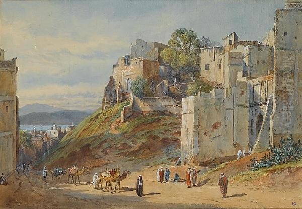 The Gates To A Middle Eastern City Oil Painting by Henry Pilleau