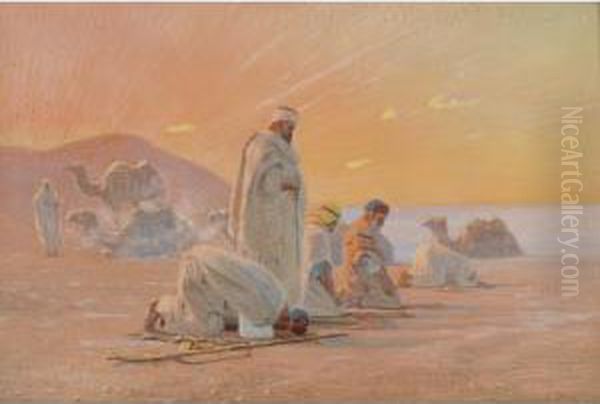 Evening Prayer Oil Painting by Otto Pilny