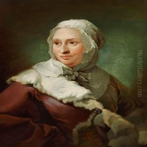 Portrait Of Elisabethmarie D'abbestee Oil Painting by Carl Gustav Pilo