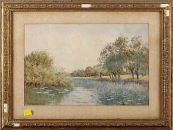 River Landscape Oil Painting by Wilmot Clifford Pilsbury