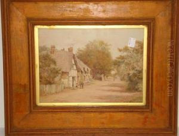 The Old Post Office, Cropthorne,worcestershire Oil Painting by Wilmot Clifford Pilsbury