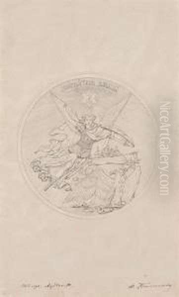 Design For A Medal Commemorating The Crimean War Oil Painting by Nikolai Pimenov