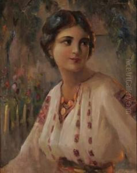 Jeune Femme En Costume De Ballet Oil Painting by Nikolai Karnilovitch Pimonenko