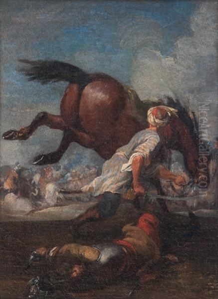 Cavaliere Turco Si Impossessa Di Un Cavallo Oil Painting by Giuseppe Pinacci