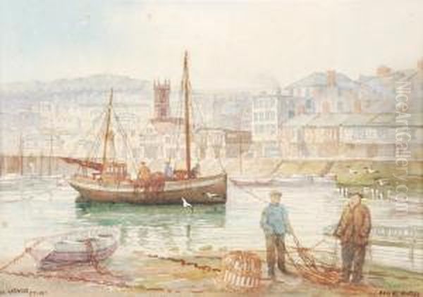 The Harbour, St. Ives Oil Painting by Douglas Houzen Pinder