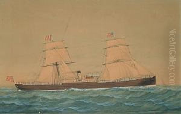 'ss Powhatan Of Liverpool'. Oil Painting by Jose Pineda Guerra