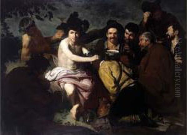 < Le Triomphe De Bacchus > D'apres Diego Velasquez. Oil Painting by Miguel Pineda Monton