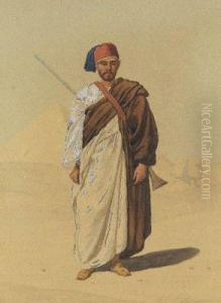 Guerrier Oriental Oil Painting by Louis-Emile Pinel De Grandchamp