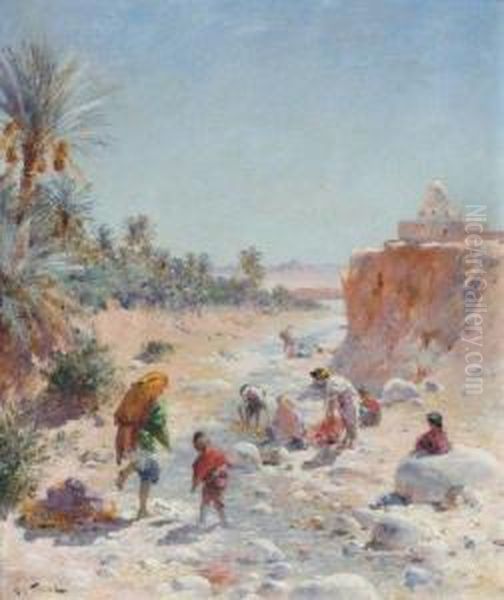 La Riviere Dans L'oued Oil Painting by Gustave Nicolas Pinel