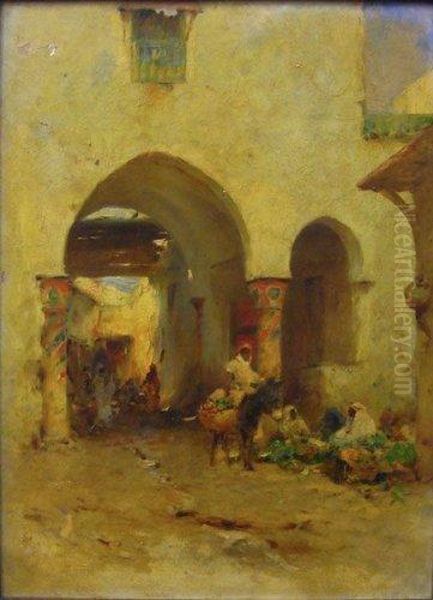 Scene De Rue Au Maghreb Oil Painting by Gustave Nicolas Pinel