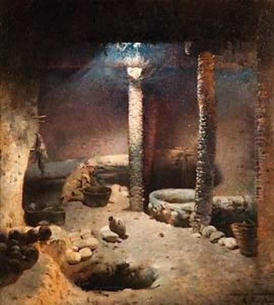 Le Puit, Effet De Lumiere Oil Painting by Gustave Nicolas Pinel