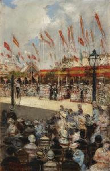 La Feria De CaÂdiz (fair In Cadiz) Oil Painting by Jose Pinelo Llull