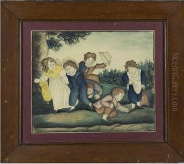 Children Playing Oil Painting by Eunice Pinney