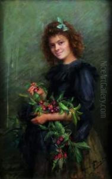 La Jeune Fille Aux Cerises Oil Painting by Jeanne Pinot