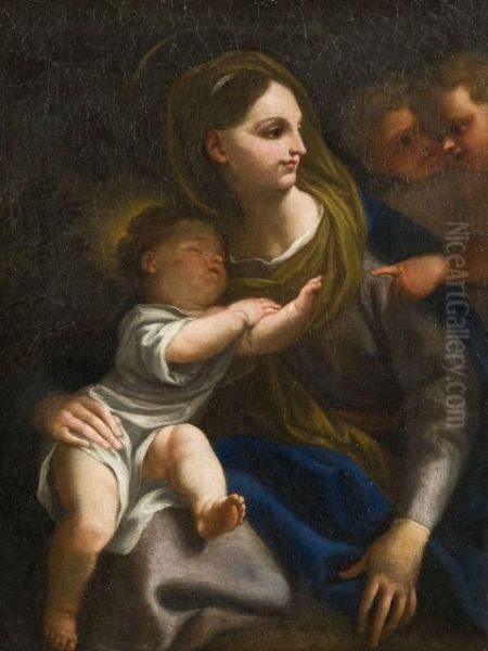 La Vierge A L'enfant Et Angelots Oil Painting by Domenico Piola