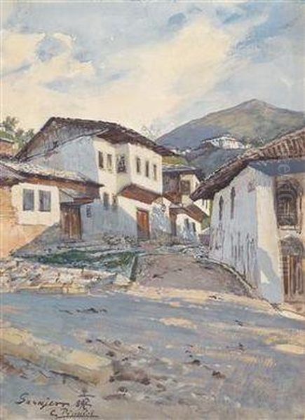 Alte Hauser In Sarajewo Oil Painting by Carl Pippich