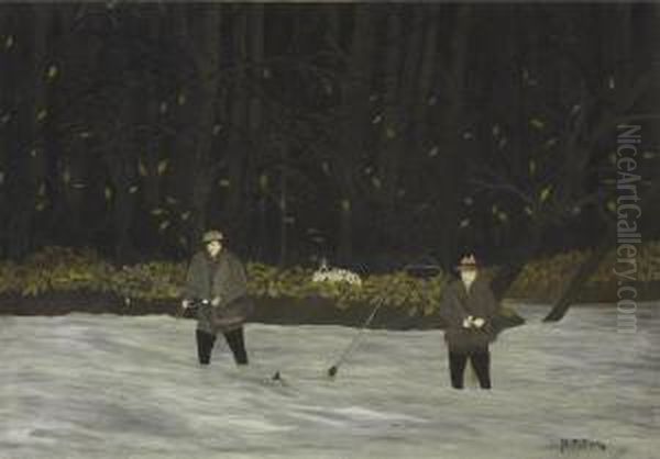 Fishing In The Brandywine: Early Fall Oil Painting by Horace Pippin