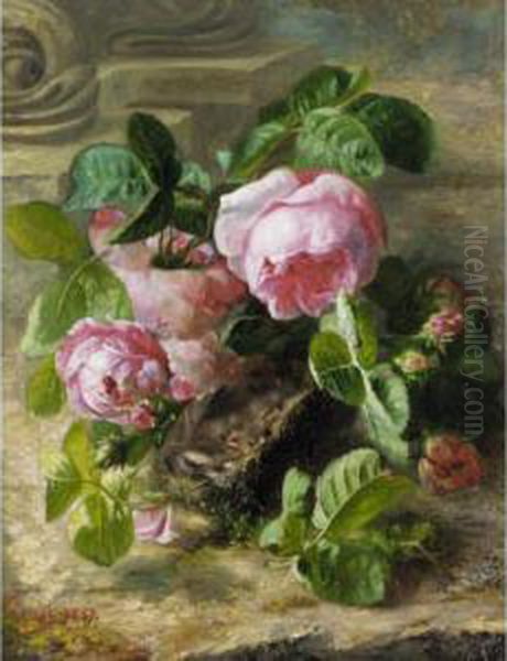 Nesting Among Roses Oil Painting by Pierre Piquet