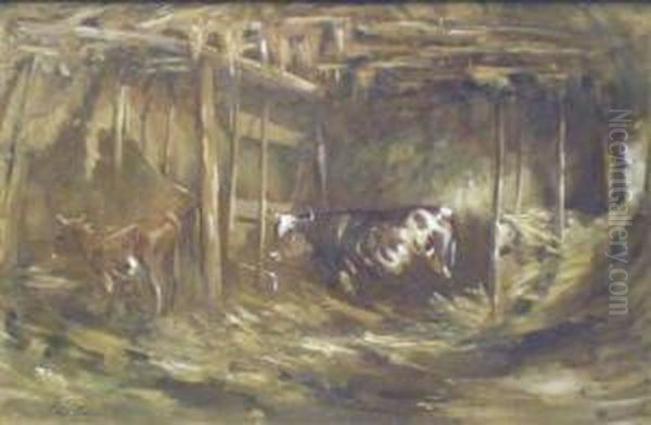 The Byre Oil Painting by George Pirie