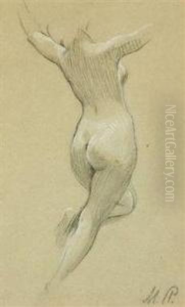 A Study Of A Nude Girl Oil Painting by Maximilian Pirner