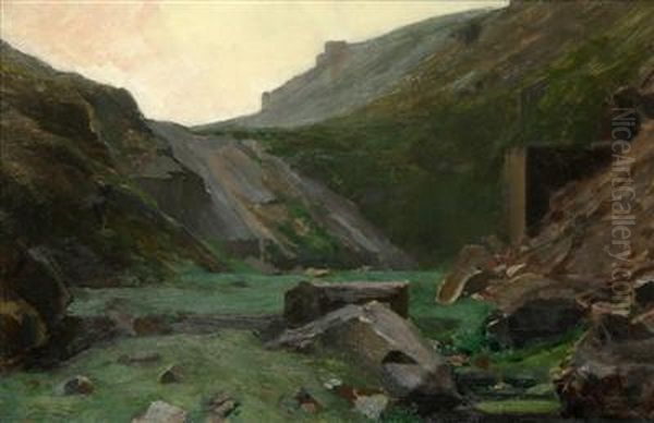 A Study Of A Landscape For The Paintingplundering by Maximilian Pirner