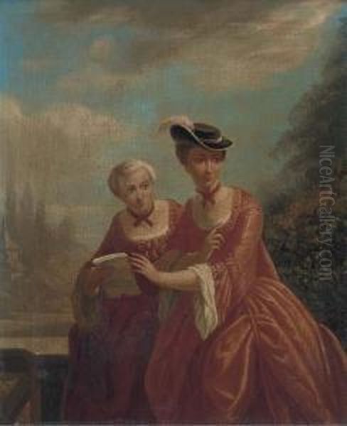 Entrusting A Confidante Oil Painting by Auguste Piron