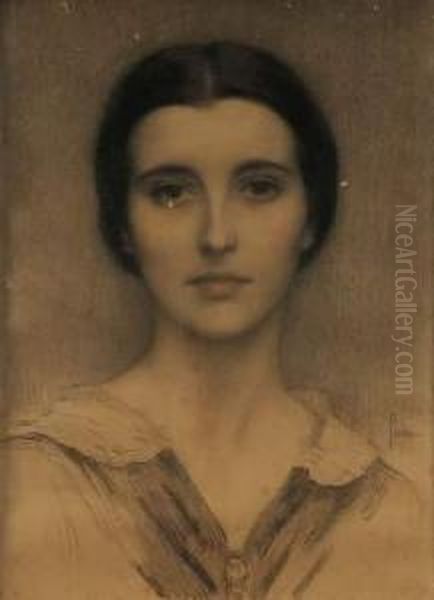 Portrait De Femme Oil Painting by Eugene D. Piron