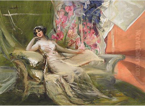 Reclining Beauty Oil Painting by Adolf Pirsch