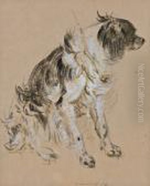 Hundeportrait Oil Painting by Carl Pischinger