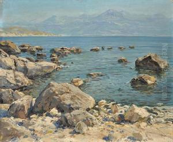 A Bay Near Dubrovnik Oil Painting by Josef Pisecky