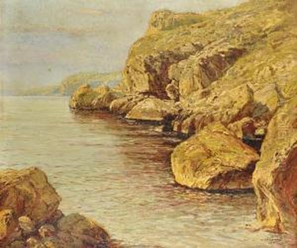 Sea Cliffs Oil Painting by Josef Pisecky