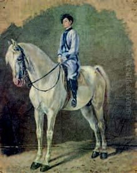 Bimbo A Cavallo Oil Painting by Carlo Pittara