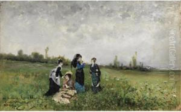 Pomeriggio Di Sole In Campagna Oil Painting by Carlo Pittara