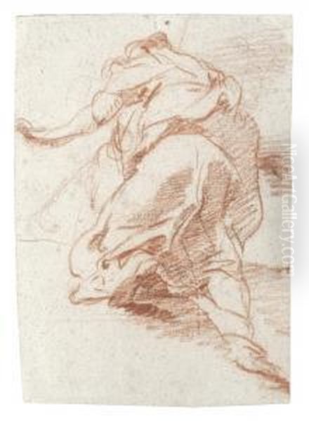 Recto: Study Of A Kneeling Figure, Seen From Behind Oil Painting by Sebastiano Ricci