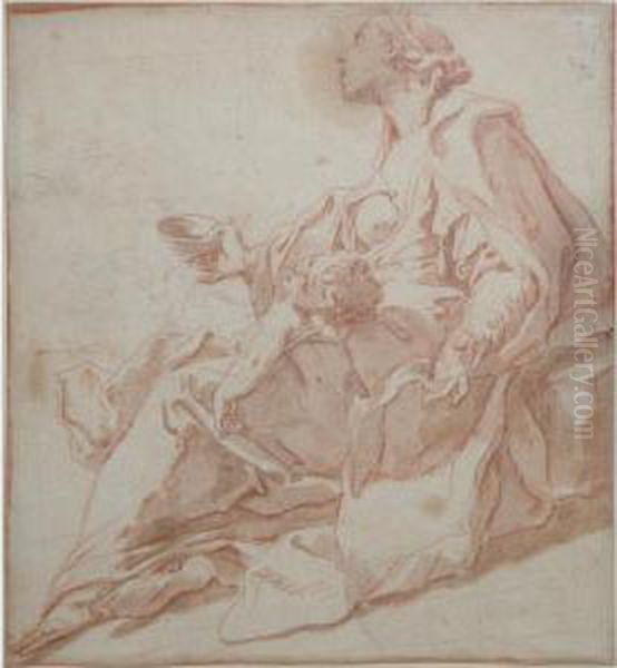 Seated Woman Holding A Child And Begging Oil Painting by Sebastiano Ricci