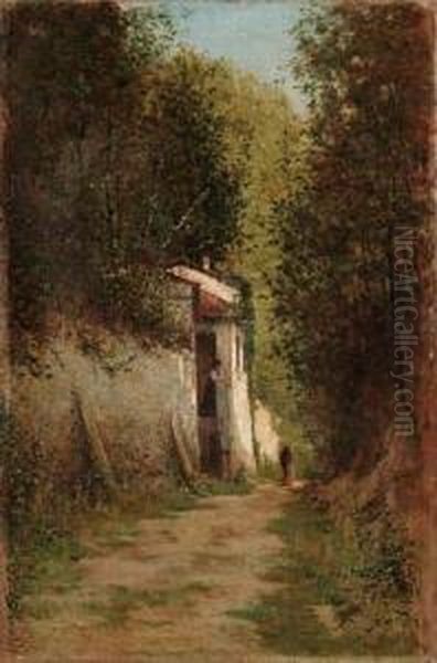 La Casa Nel Bosco - 1885 (?) Oil Painting by Giovanni Piumati