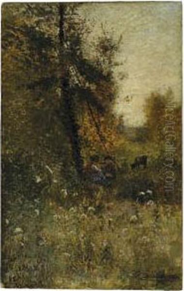 Pascolo D'autunno Oil Painting by Giovanni Piumati