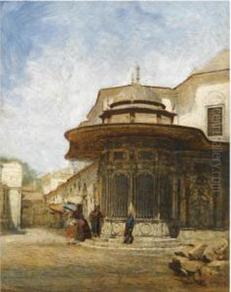 An Ottoman Kiosk On Alemdar Caddesi, Constantinople Oil Painting by Theodor Pixis