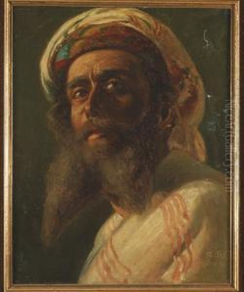 Portrait D'homme Au Turban Oil Painting by Theodor Pixis