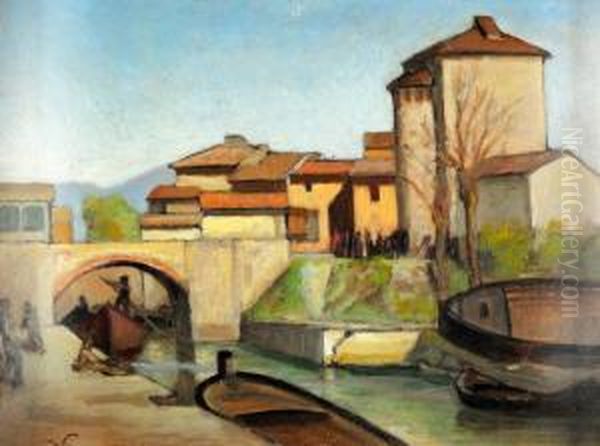 Boats Oil Painting by Feruccio Pizzanelli