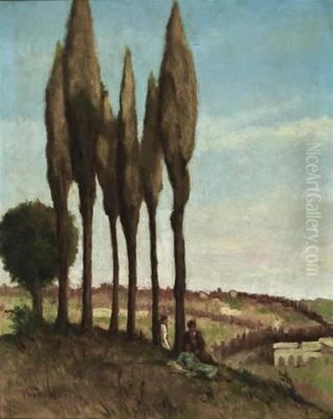 Cipressi Oil Painting by Feruccio Pizzanelli