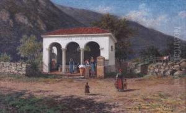 Lavanderia Comunale A Cardano Oil Painting by Carlo Pizzi