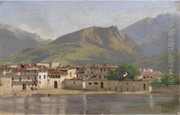 Veduta Del Lago Maggiore Oil Painting by Carlo Pizzi