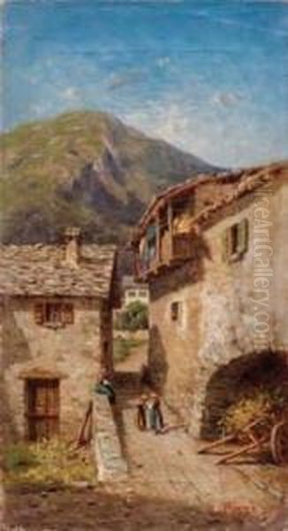 Paesaggio Montano Oil Painting by Carlo Pizzi