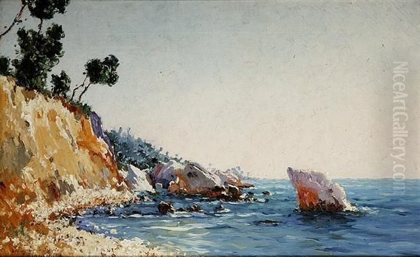 Bord De Mer Avec Rochers Oil Painting by Paul Place-Canton