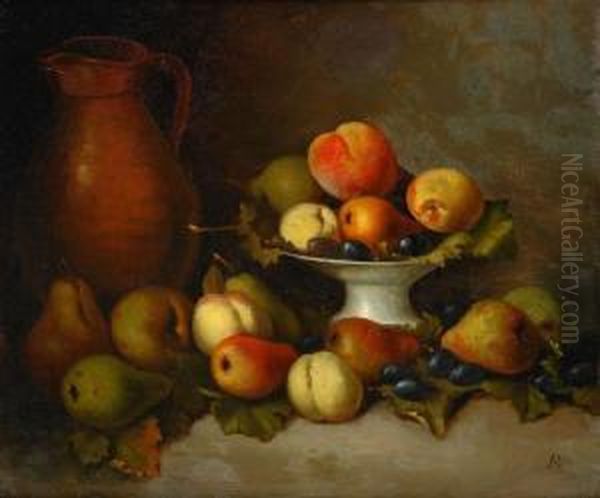 Fruktstilleben Oil Painting by Anna Augusta Plagemann